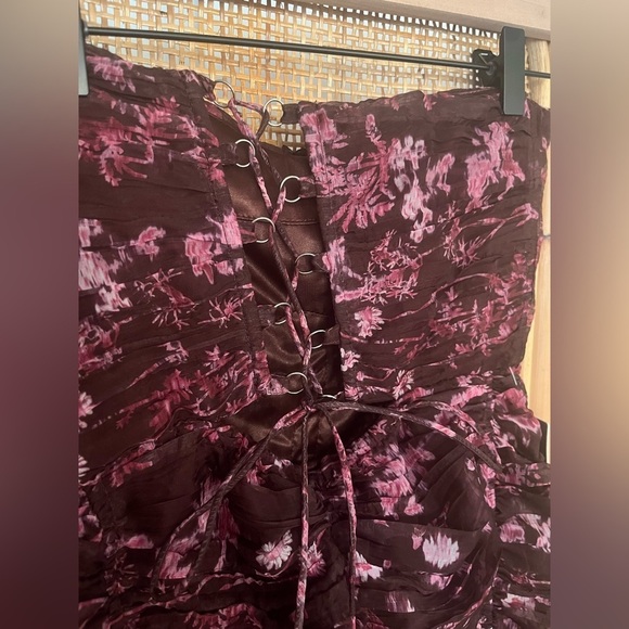 Sabina Musayev Ayla Strapless Mini Dress Burgundy Floral - Picture 6 of 10